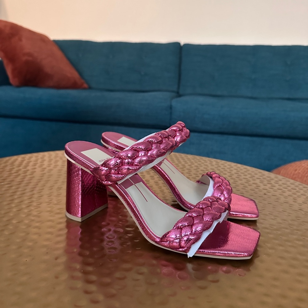 Dolce Vita Metallic Pink Braided Heels